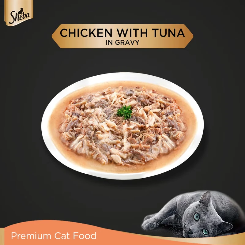 Sheba Fine Adult Wet Cat Food Pouch Chicken & Tuna in Gravy 70G