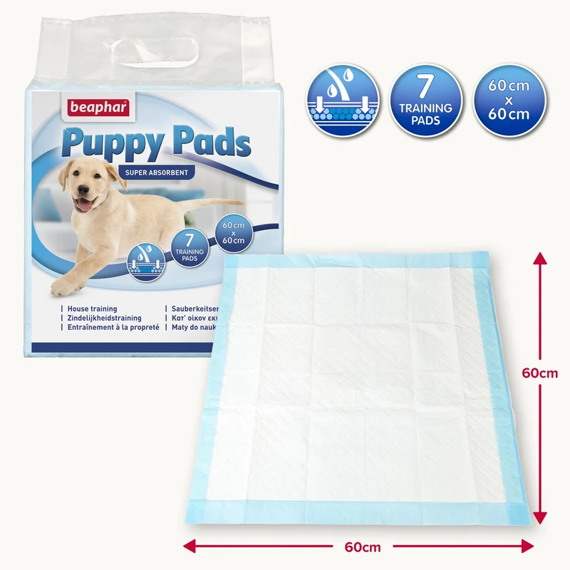 Beaphar Super Absorbent Puppy Training Pads for Dogs & Cats 60x60cm Pack of 7