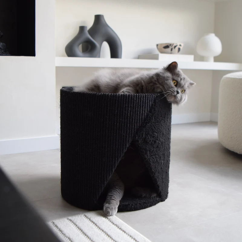District 70 SISAL Kratztonne mit Teddystoff & Sisal für Katzen