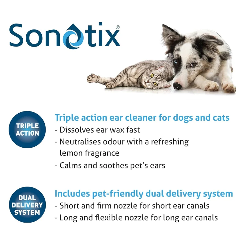 Vetoquinol Sonotix Drops Ear Cleaner For Dog & Cat 120ML