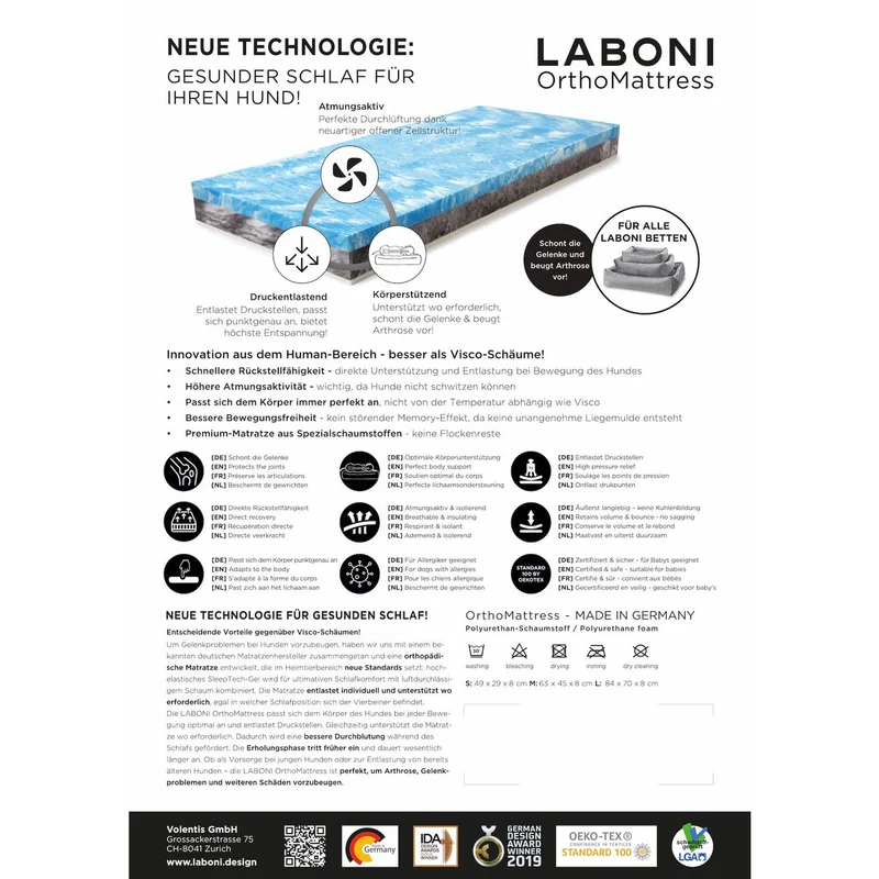 Laboni ORTHO Hunde- und Katzenbett - GLAM ROSE