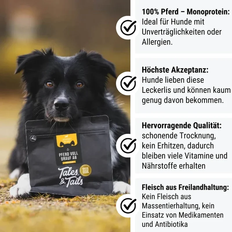Tales & Tails Pferde Leckerli für Hunde – Monoprotein Snack für Allergiker