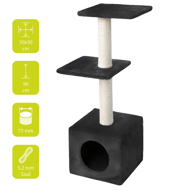 Ebi Classic Palazzo Cat Scratching Tree Black 30x30x90cm