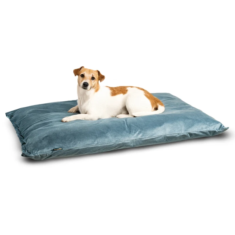 Regalia Velvet Deep Duvet Non-Slip Dog Bed - Aqua/Large