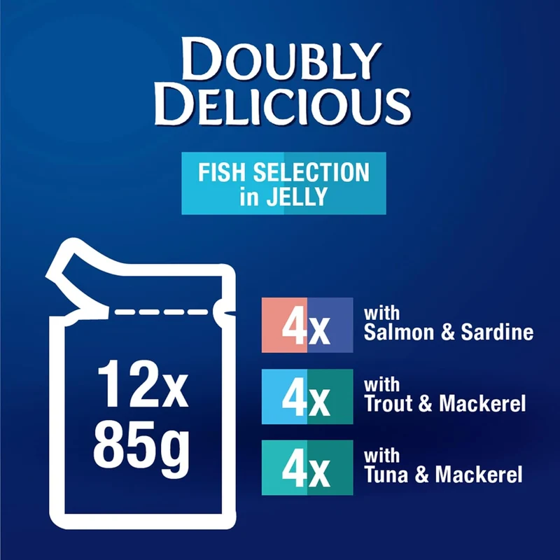 PURINA Felix Doubly Delicious Fish Selection in Jelly Pouch Wet Cat Food Pack 12X85G