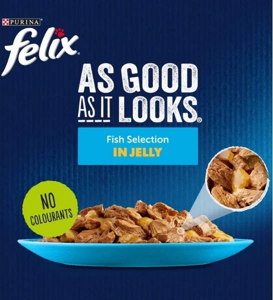 PURINA Felix Doubly Delicious Fish Selection in Jelly Pouch Wet Cat Food Pack 12X85G