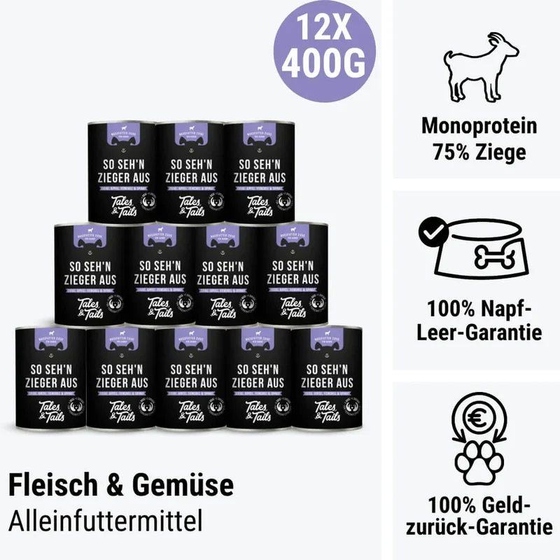Tales & Tails So seh’n Zieger aus – Nassfutter Ziege für Hunde