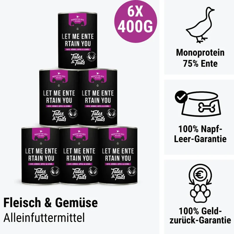 Let me ENTErtain you - Nassfutter für Hunde mit 75% Ente