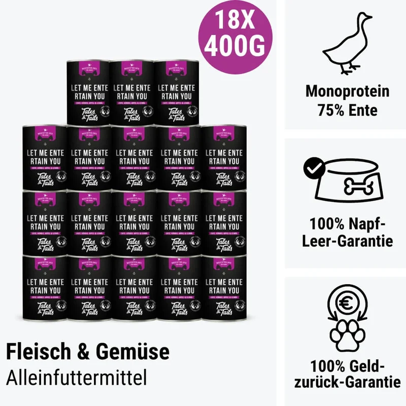 Let me ENTErtain you - Nassfutter für Hunde mit 75% Ente