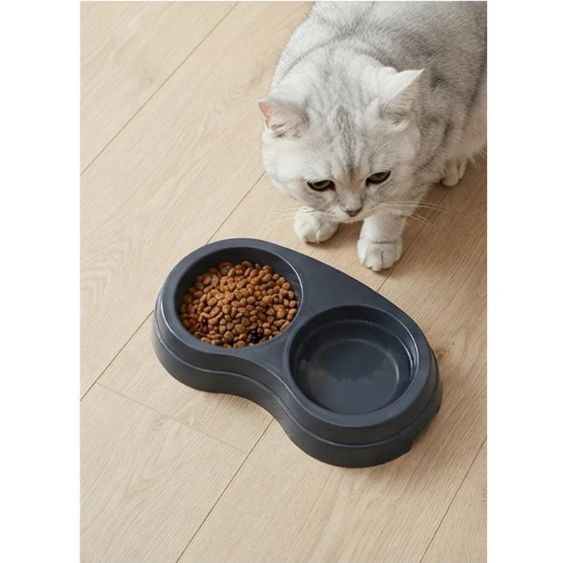 Trixie Double Cat Food Bowls 2x200ml - Grey