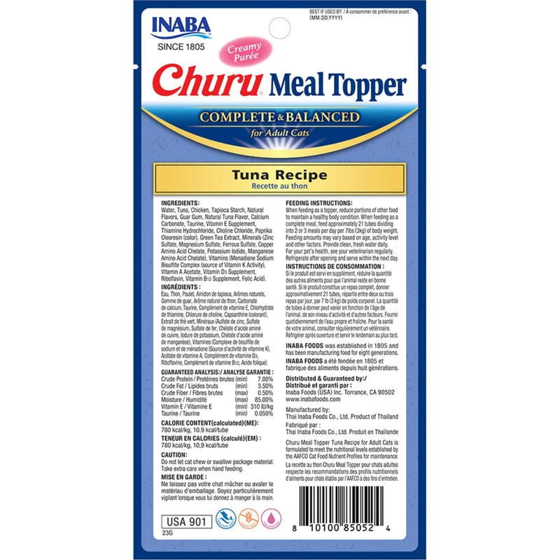Inaba Churu Complete & Balanced Tuna Adult Cat Meal Topper 4x14G