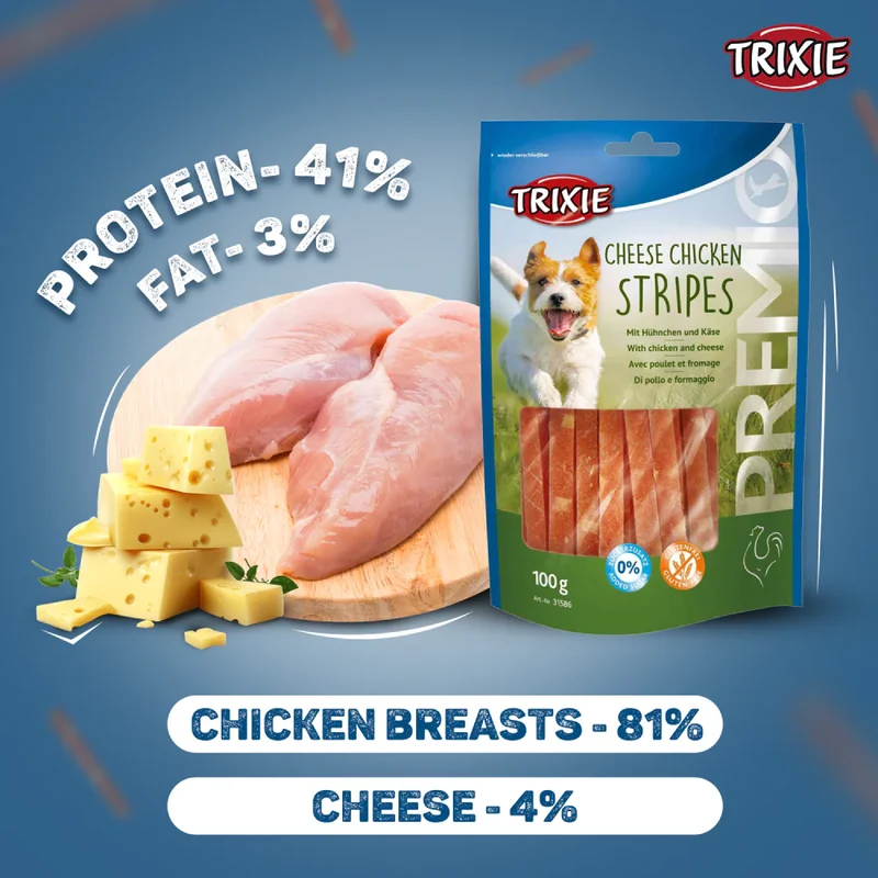 Trixie Premio Cheese Chicken Stripes Dog Chew Treats 100G