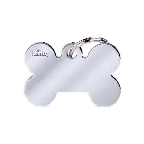 My Family Basic Bone Plated Brass ID Tag - CHROME/SMALL