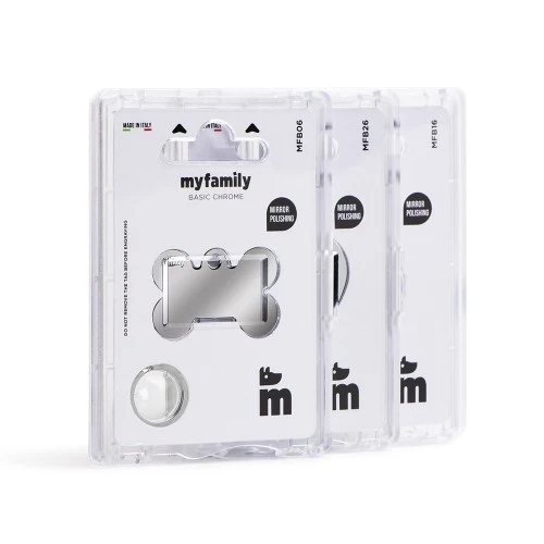 My Family Basic Bone Plated Brass ID Tag - CHROME/SMALL