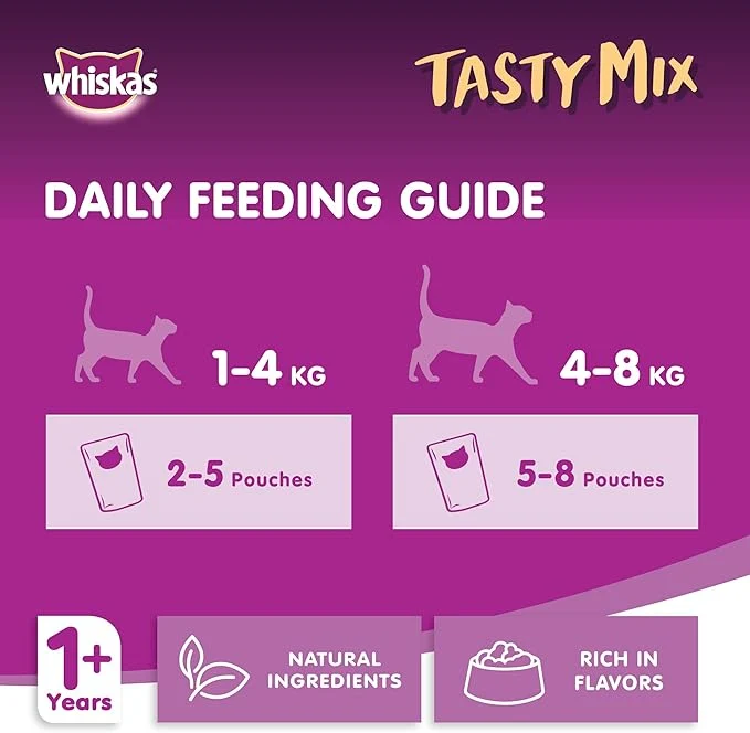Whiskas Tasty Mix Tuna & Crab Wet Cat Food 1 Year+ 4x70G