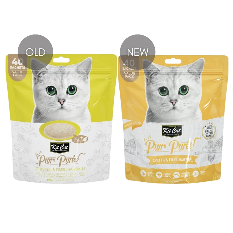 Kit Cat Puree Chicken & Fiber Hairball Cat Treats 600G