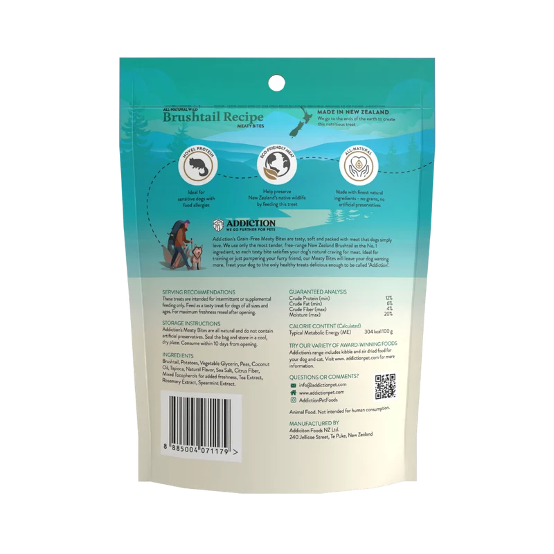 Addiction Brushtail Meaty Bites Limited Ingredients Grain-Free Dog Treats 4OZ