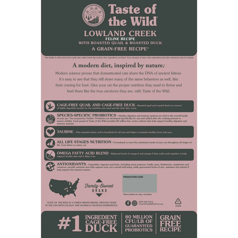 Taste of The Wild LowLand Creek Feline Recipe Dry Cat Food With Roasted Quail & Duck