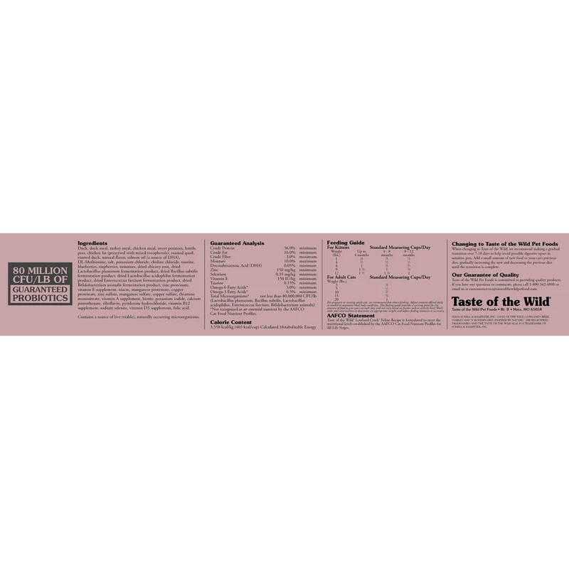 Taste of The Wild LowLand Creek Feline Recipe Dry Cat Food With Roasted Quail & Duck