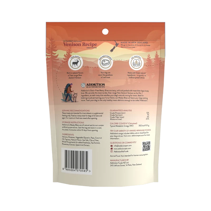 Addiction Venison Meaty Bites Limited Ingredients Grain-Free Dog Treats 4OZ
