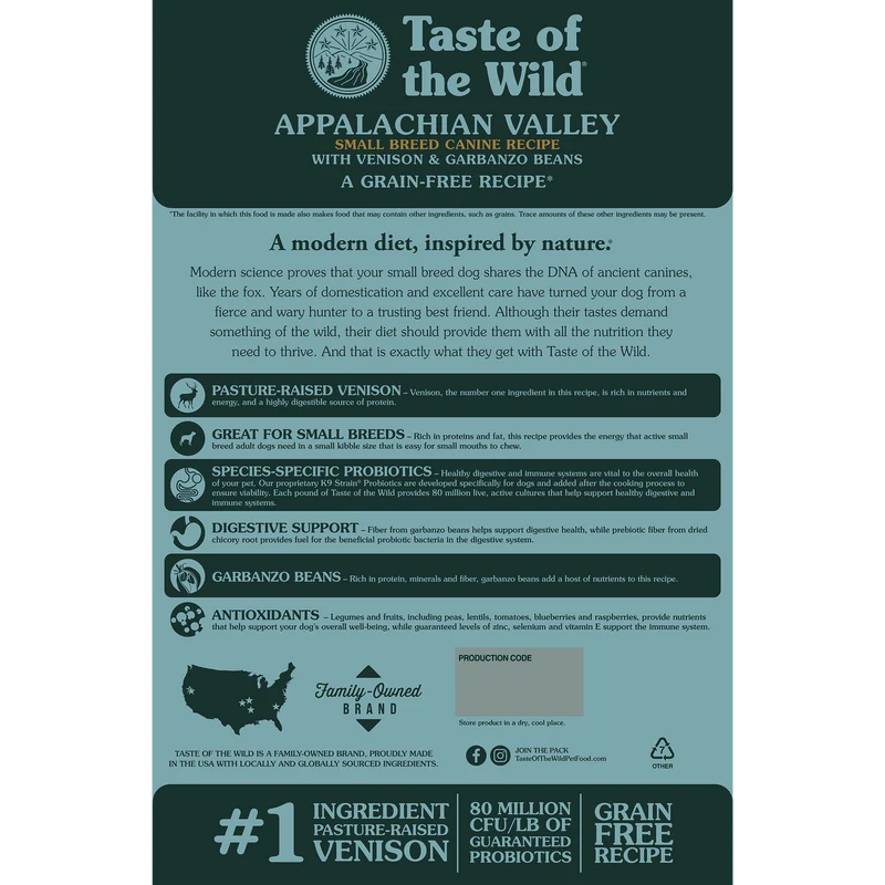 Taste of the Wild Appalachian Valley Canine with Venison & Garbanzo Beans Dry Dog Food