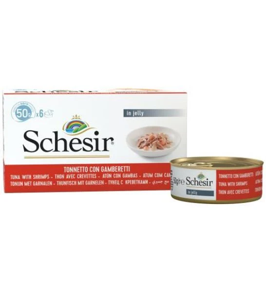 Schesir Tuna & Prawns In Jelly Multipack Adult Wet Cat Food 6X50G