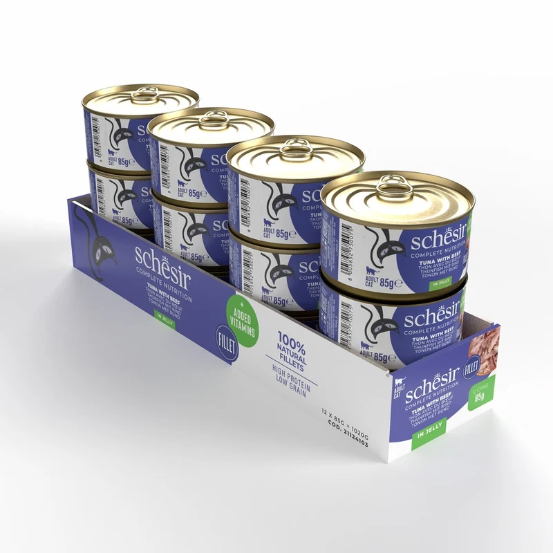 Schesir Tuna With Beef in Jelly Adult Wet Cat Food 85G