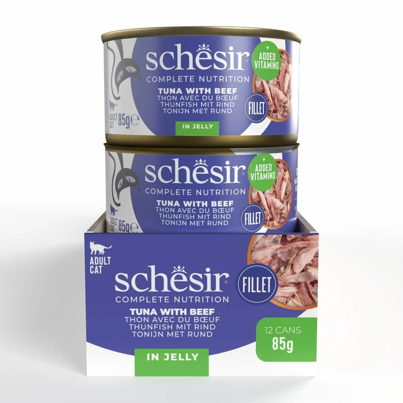 Schesir Tuna With Beef in Jelly Adult Wet Cat Food 85G