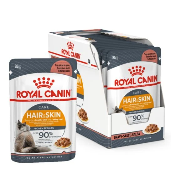 Royal Canin Feline Care Nutrition Hair & Skin In Gravy Adult Wet Cat Food 85G