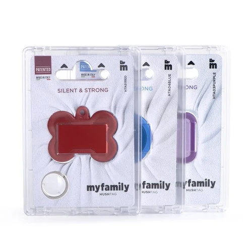 My Family Bone Plated Brass ID Tag with Black Rubber - CHROME/BIG