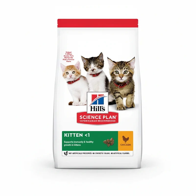 Hill's Science Plan Kitten Dry Cat Food With Chicken 1.5KG + 3pcs Feline Kitten Wet Cat Food In Pouches With Chicken 85G - Bundle