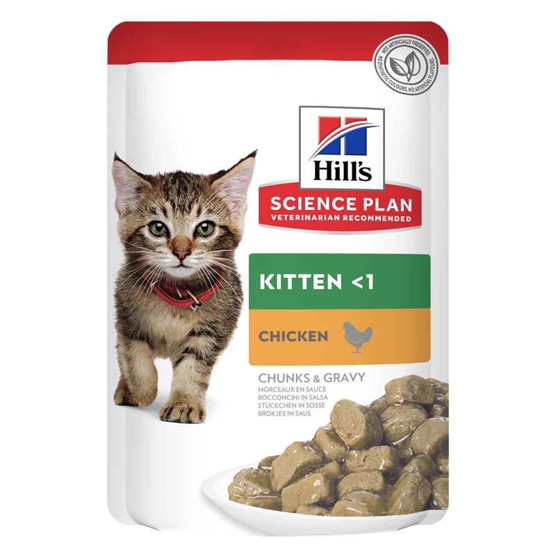 Hill's Science Plan Kitten Dry Cat Food With Chicken 1.5KG + 3pcs Feline Kitten Wet Cat Food In Pouches With Chicken 85G - Bundle