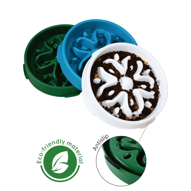 XDPC Slow Feeder Anti-Choke Spiral Maze Round Dog Bowl 28.2x28.2x5.6cm Blue