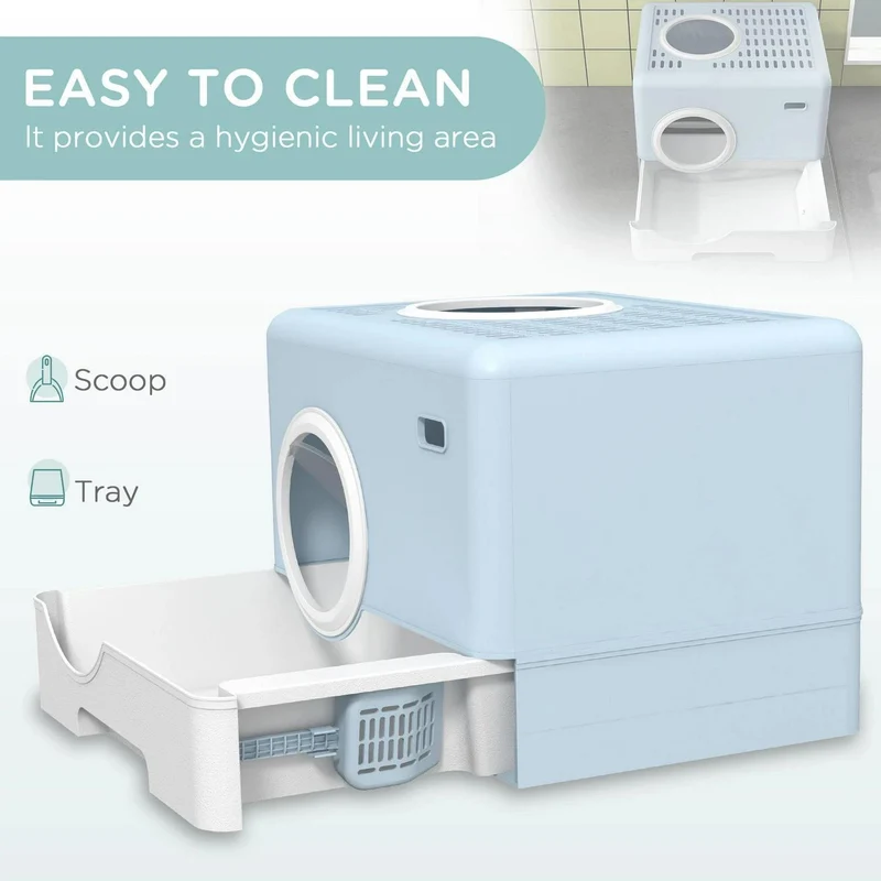 XDPC Modern Enclosed Cat Litter Box With Drawer System & Two-Way Entry 52.1x40.9x38.5cm