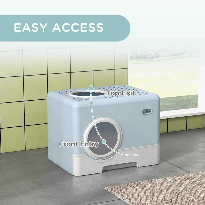 XDPC Modern Enclosed Cat Litter Box With Drawer System & Two-Way Entry 52.1x40.9x38.5cm