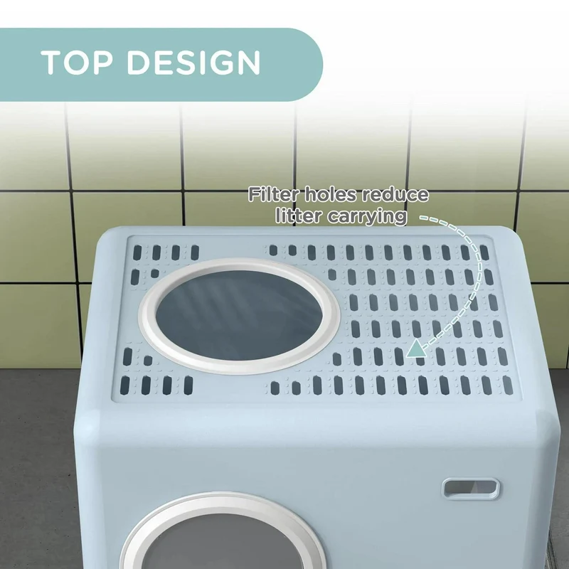 XDPC Modern Enclosed Cat Litter Box With Drawer System & Two-Way Entry 52.1x40.9x38.5cm