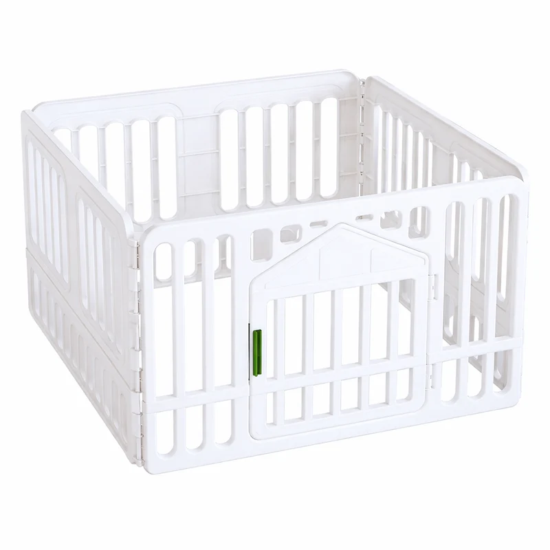 XDPC Plastic Dog & Puppy 4-Panel Playpen With Secured Locking 96.5x10.5x61cm White