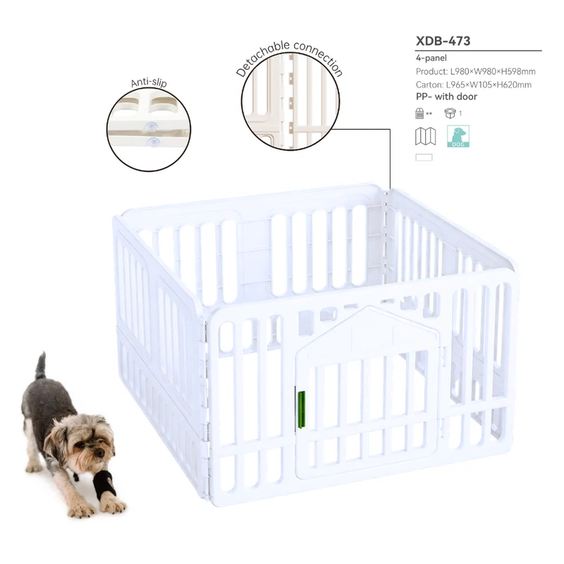 XDPC Plastic Dog & Puppy 4-Panel Playpen With Secured Locking 96.5x10.5x61cm White