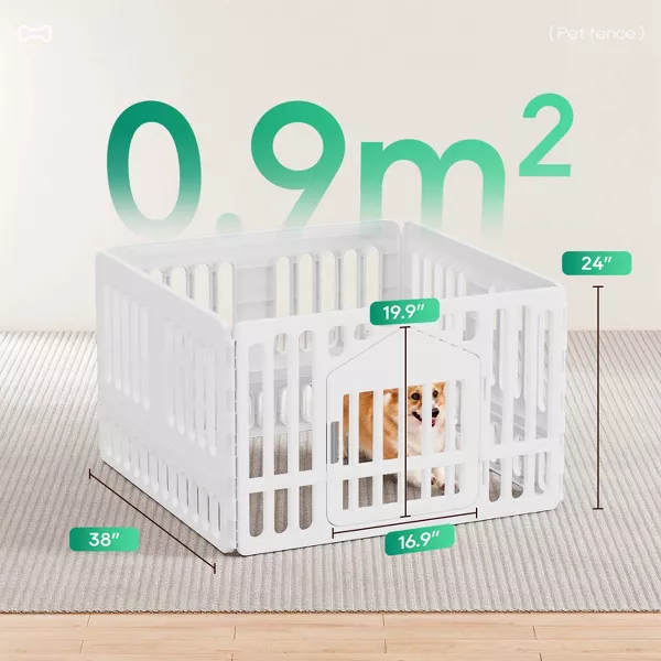 XDPC Plastic Dog & Puppy 4-Panel Playpen With Secured Locking 96.5x10.5x61cm White