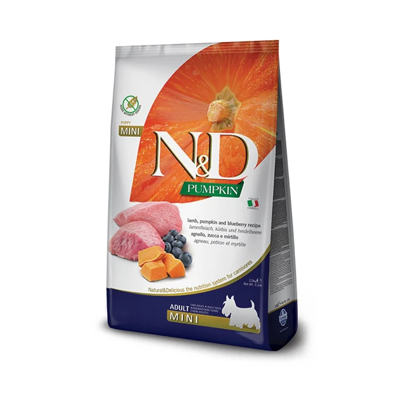 Farmina N&D Lamb, Pumpkin & Blueberry Grain-Free Adult Mini Dry Dog Food 2.5KG