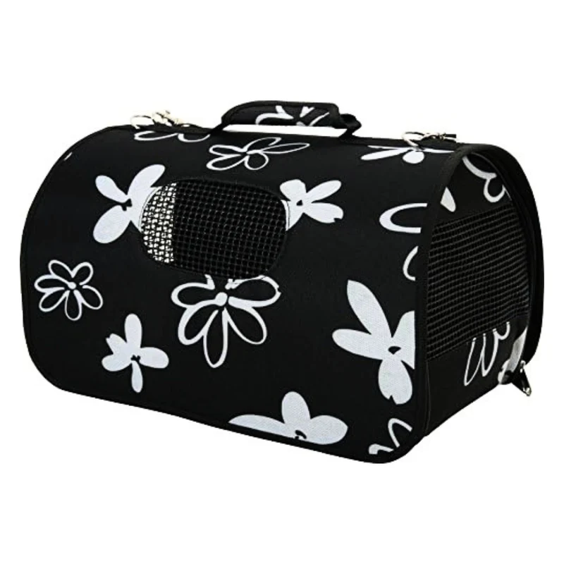 Zolux Flower Waterproof Pet Carrier With Removable Bottom - Black