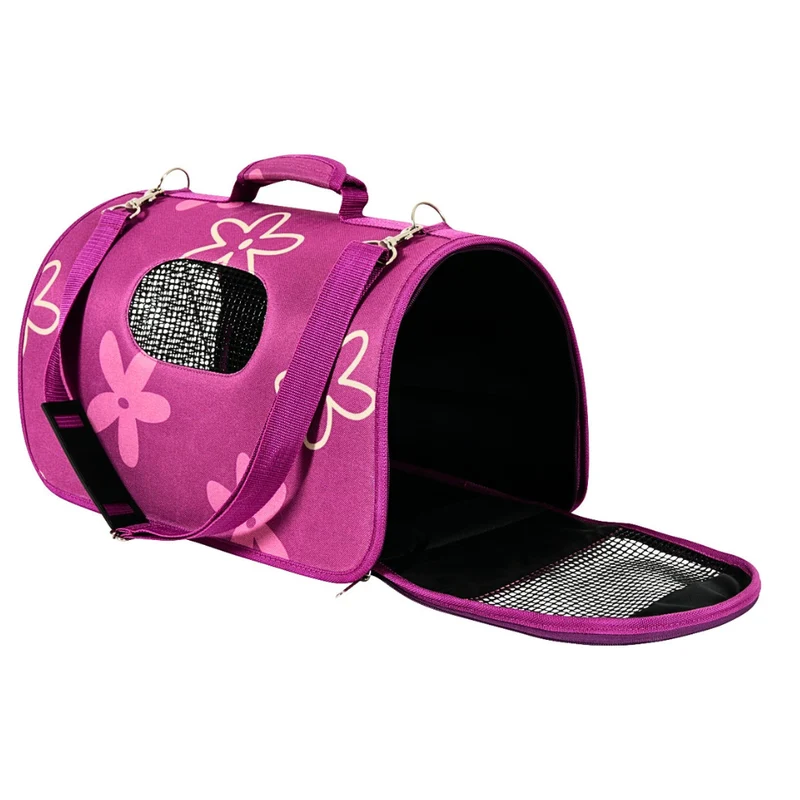 Zolux Flower Waterproof Pet Carrier With Removable Bottom - Plum