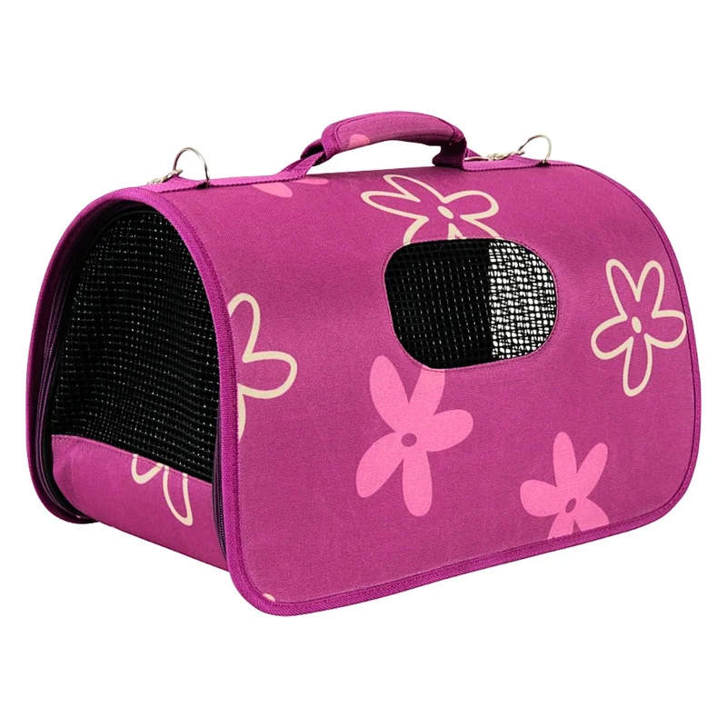 Zolux Flower Waterproof Pet Carrier With Removable Bottom - Plum