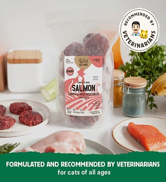 Wild Balance Complete BARF Menu Salmon Raw Food for Cats 1KG