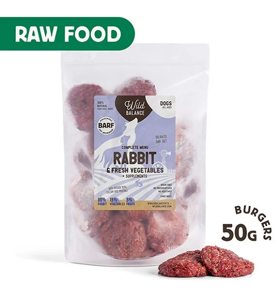 Wild Balance Complete BARF Menu Rabbit Raw Food for Dogs 1KG