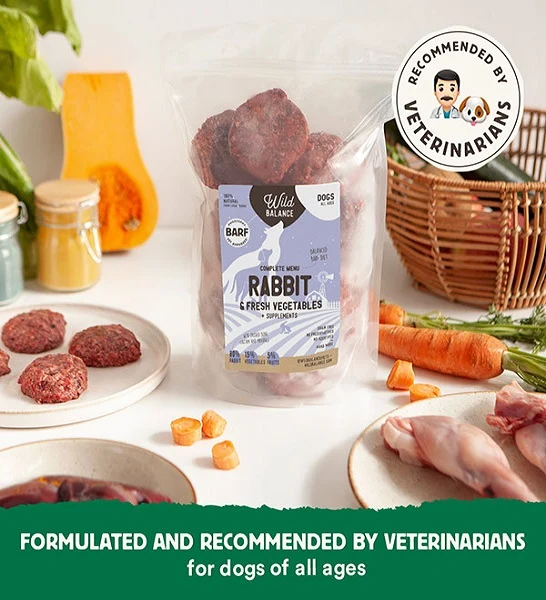 Wild Balance Complete BARF Menu Rabbit Raw Food for Dogs 1KG