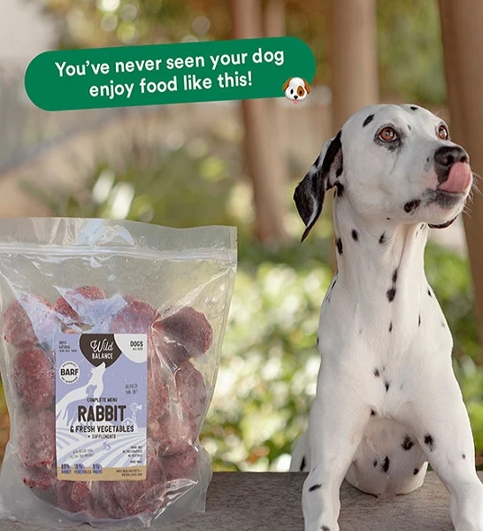 Wild Balance Complete BARF Menu Rabbit Raw Food for Dogs 1KG