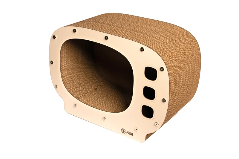 Thunder Paws Telly Cat Scratcher 50x39x27cm - Creamy White