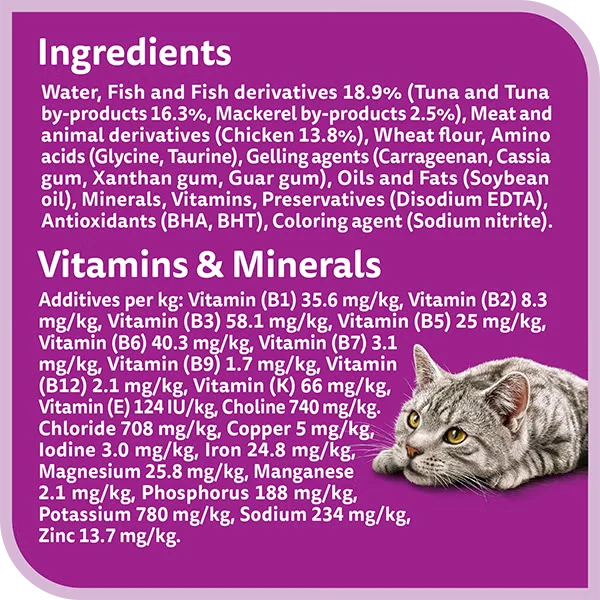 Whiskas 1+ Years Tuna Pouches Adult Wet Cat Food In Jelly 80G