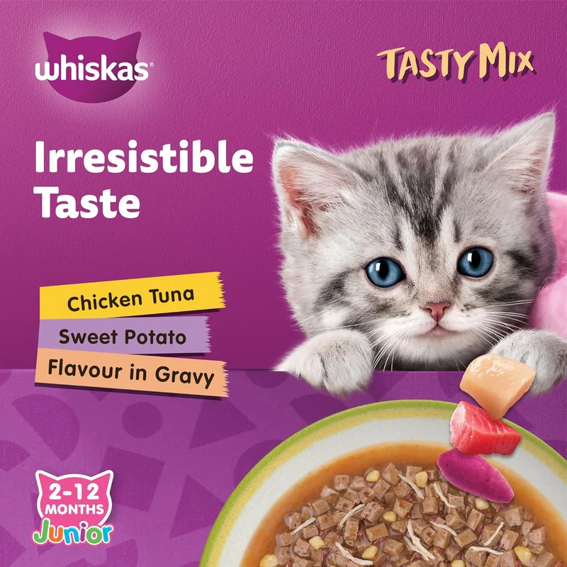 Whiskas Kitten Tasty Mix Chicken Tuna & Potato in Gravy Wet Cat Food 4X70G